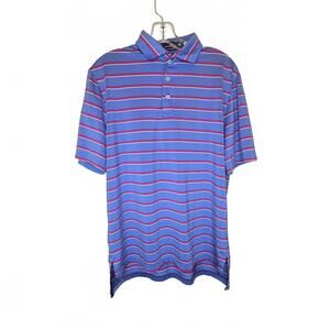 RLX Ralph Lauren Blue and Pink striped Golf Polo Men's Medium
